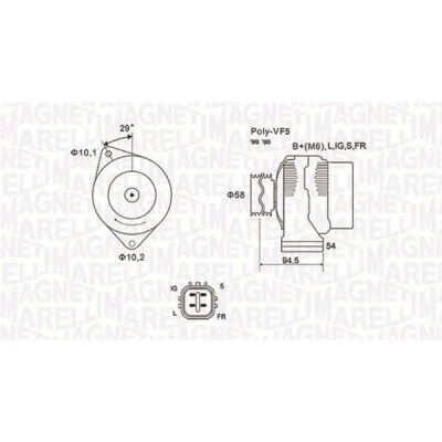 Kuva MAGNETI MARELLI 063731721010 Laturi 12V 130A TOYOTA: RAV4 II SUV, Corolla IX Station Wagon, Avensis Verso