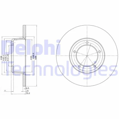 Kuva DELPHI BG2297 Jarrulevyt 298 14 5 täysi rasvattu käsittelemätön ilman pyöränlaakeria, ABS sensorirengasta