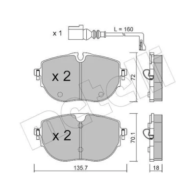 Kuva METELLI 22 1321 0 Jarrupalat Kulumisenilmaisemelle VOLKSWAGEN: Multivan 6, Transporter 6 Bus,