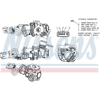 Kuva NISSENS 98244 EGR Venttiili ilman pakokaasukierr. jäähdytintä VOLVO: V50, S40 II, FORD: Focus 2 Kombi, 2, Mk2 Van / Farmari