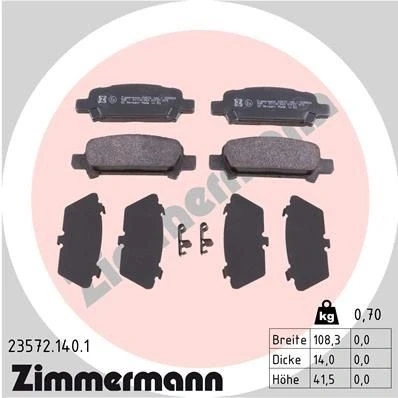 Kuva ZIMMERMANN 23572.140.1 Jarrupalat akustisella kulumavaroittimella Valokuva vastaa toimituslaajuutta SUBARU: Impreza II Sedan, Forester