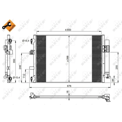 Kuva NRF EASY FIT 350210 Ilmastoinnin Lauhdutin Vedenerottimella, Tiivisterenkaalla 15,4 10,2 Alumiini 550 FORD: FOCUS 3 Turnier, C Max 2,
