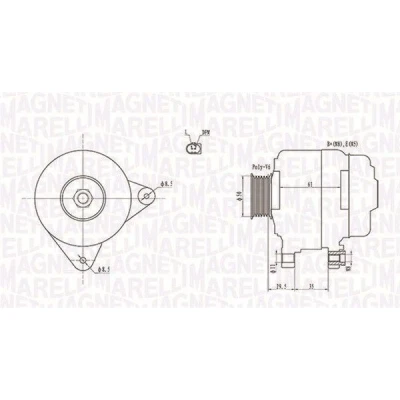 Kuva MAGNETI MARELLI 063731921010 Laturi 12V 110A VOLKSWAGEN: Passat B7 Variant, B6 Golf 5, SKODA: Octavia 2 Combi, II Hatchback