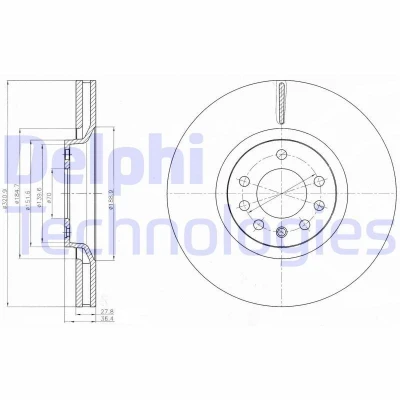 Kuva DELPHI BG4185C Jarrulevyt 321 28 5 Tuuletettu pinnoitettu hiiliteräs ilman pyöränlaakeria, ABS sensorirengasta OPEL: Astra H Hatchback, Zafira B