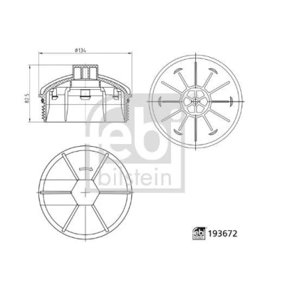 Kuva FEBI BILSTEIN 193672 Kansi, Oljysuodatinpesä 134mm Tiivisterenkaalla