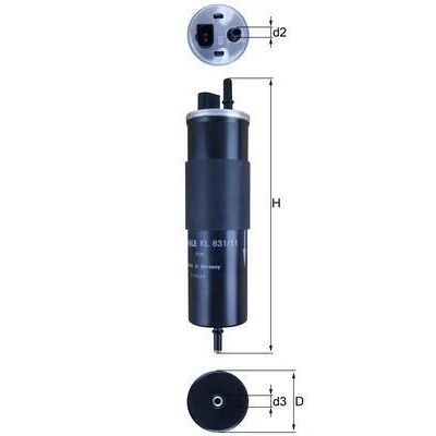 Kuva MAHLE ORIGINAL KL 831/11 Polttoainesuodatin Suodattimen lämmitys 8mm 7,9mm VOLVO: V90 II Farmari, V60 II, XC60