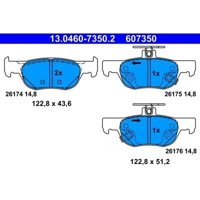 Kuva ATE 13.0460 7350.2 Jarrupalat akustisella kulumavaroittimella MAZDA: MX 30, 3 Hatchback