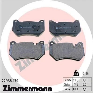 Kuva ZIMMERMANN 22958.170.1 Jarrupalat Kulumisenilmaisemelle Valokuva vastaa toimituslaajuutta AUDI: Q5