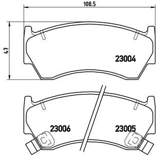 Kuva BREMBO P 56 033 Jarrupalat akustisella kulumavaroittimella Ilman tarvikkeita NISSAN: ALMERA 1, 1 Hatchback
