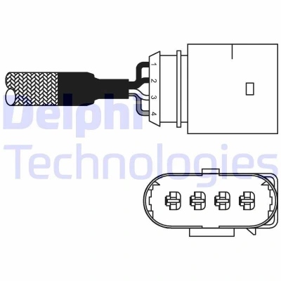 Kuva DELPHI ES10978 12B1 Lambda Anturi Sormisondi, Lämmitetty VOLKSWAGEN: Golf 4, Bora Sedan, Polo III Hatchback, SKODA: Octavia I Hatchback