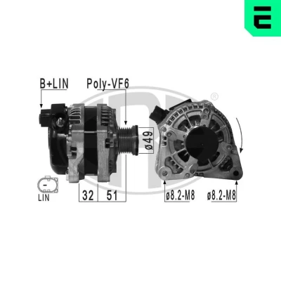Kuva ERA 210939A Laturi 14V 120A FORD: FIESTA 6, FOCUS 3, 3 Turnier