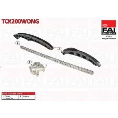 Kuva FAI AutoParts TCK200WONG Jakoketjusarja ilman tiivisteitä, hammaspyöriä Yksinkertainen, Ketju hiljainen SEAT: Ibiza 4 ST, SKODA: Rapid Hatchback