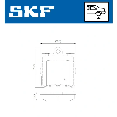 Kuva SKF VKBP 90434 Jarrupalat Ei kulumisenilmaisimelle MERCEDES BENZ: C sarja Sedan, E T modell