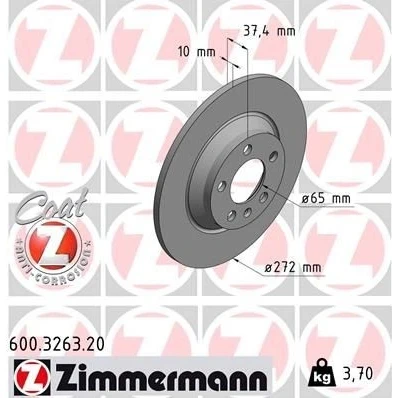 Kuva ZIMMERMANN 600.3263.20 Jarrulevyt 272 10 6/5 5 100 täysi pinnoitettu VOLKSWAGEN: Polo VI