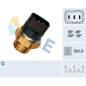 Kuva Lämpökytkin, jäähdyttimen puhallin AUDI, MERCEDES BENZ, PORSCHE, SEAT, SKODA, VOLVO, VW OE 001 540 30 45, 191 959 481 A, C