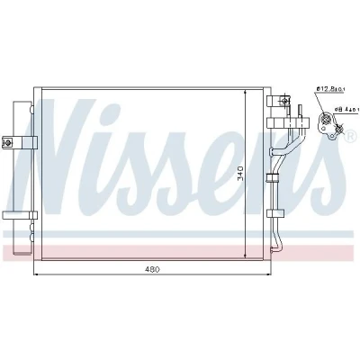 Kuva NISSENS 940219 Ilmastoinnin Lauhdutin Vedenerottimella Alumiini 480 R 134a KIA: Picanto II