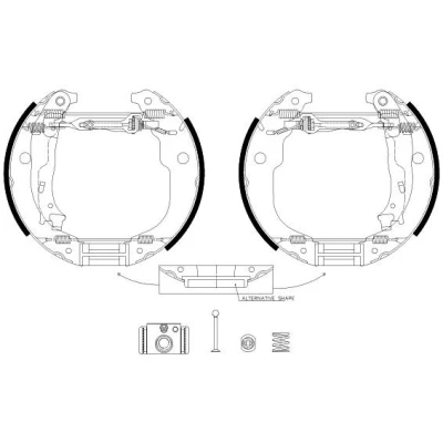 Kuva TEXTAR 84067202 Jarrukengät 228 42 Pyörän jarrun sylinterillä, Säätöelementillä PEUGEOT: 207 Hatchback, CITROËN: C3 II