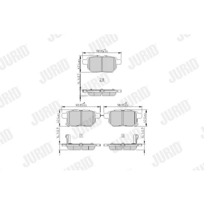 Kuva JURID 572632J Jarrupalat akustisella kulumavaroittimella Ilman tarvikkeita TOYOTA: Corolla X Sedan, Yaris II Hatchback, Auris LEXUS: CT
