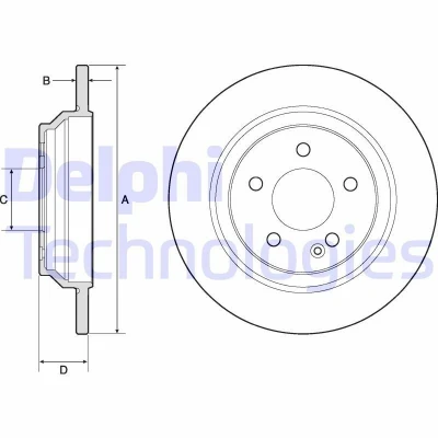 Kuva DELPHI BG4811C Jarrulevyt 300 12 5 täysi pinnoitettu käsittelemätön ilman pyöränlaakeria, ABS sensorirengasta MERCEDES BENZ: Vito Van