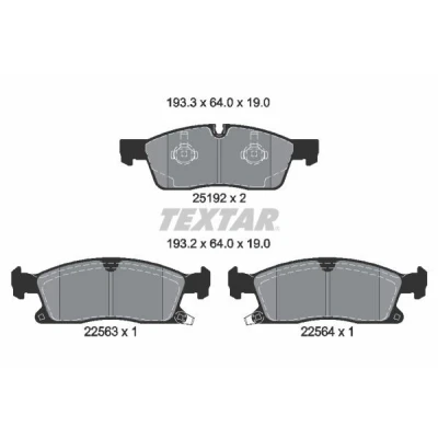 Kuva TEXTAR 2519209 Jarrupalat akustisella kulumavaroittimella JEEP: GRAND CHEROKEE 4