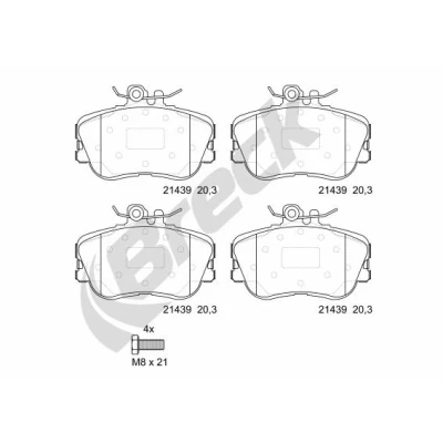 Kuva BRECK 21439 00 701 10 Jarrupalat Kulumisenilmaisemelle MERCEDES BENZ: C sarja Sedan, T modell