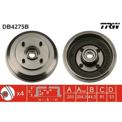 Kuva TRW DB4275B Jarrurumpu laakerilla, ilman ABS sensorirengasta 243 FORD: Focus Mk1 Farmari, Hatchback