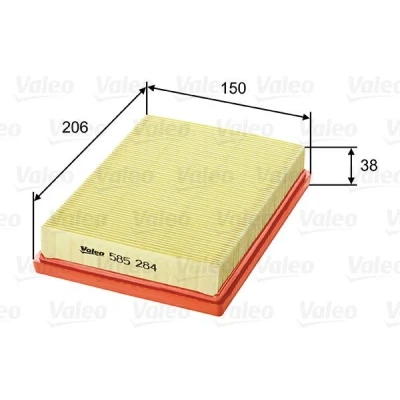 Kuva VALEO 585284 Ilmansuodatin 38 150 206 Suodatinpanos