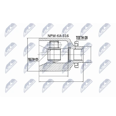 Kuva Nivelsarja, vetoakseli, Vaihteiston puoli, Etuakseli, oikea KIA SORENTO I OE 49592 3E110
