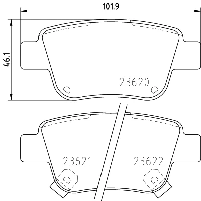 Kuva HELLA 8DB 355 017 331 Jarrupalat akustisella kulumavaroittimella Tarvikkeilla TOYOTA: Avensis II Station Wagon, Corolla X Sedan, Sedan