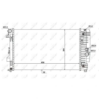 Kuva NRF 58440 Jäähdytin Alumiini 650 391 32 Jäähdytysrivat juotetut