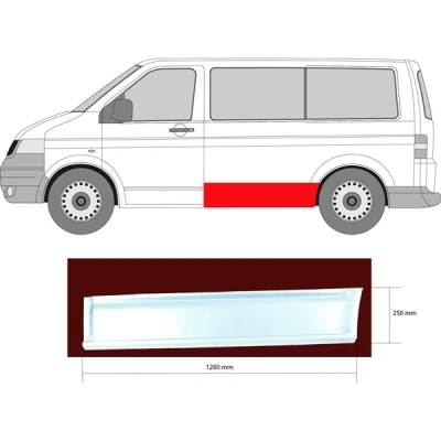 Kuva Kylkipaneli, Vasen VW MULTIVAN V, TRANSPORTER Buss Skåp V OE