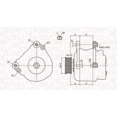 Kuva MAGNETI MARELLI 063731729010 Laturi 12V 110A SKODA: Octavia 2 Combi, II Hatchback, Fabia I VOLKSWAGEN: Golf 5, 6