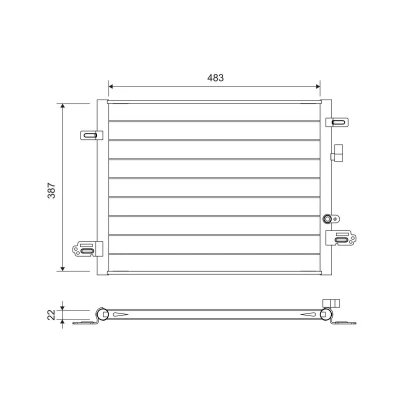 Kuva VALEO 822754 Ilmastoinnin Lauhdutin ilman vedenerotinta 15mm Alumiini 483mm