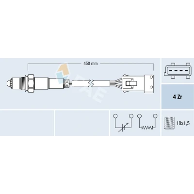 Kuva FAE 77433 Lambda Anturi Lämmitetty Sininen PEUGEOT: 308 I SW, Hatchback, 207 CITROËN: C4 Grand Picasso
