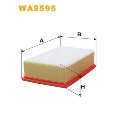 Kuva WIX FILTERS WA9595 Ilmansuodatin 70mm 167mm 278mm Suodatinpanos PEUGEOT: 3008 I, 308 I SW, 5008 CITROËN: C4 Hatchback, II Hatchback