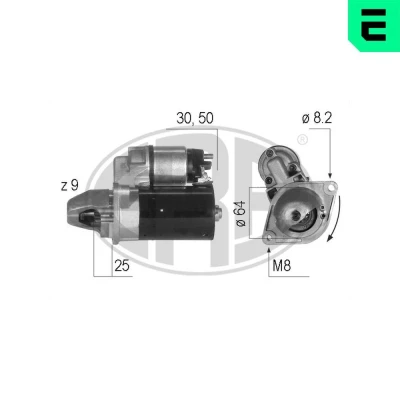 Kuva ERA 220211A Starttimoottori 12 1,1 9 OPEL: Combo C Van / Farmari, Astra H Caravan, Hatchback, ALFA ROMEO: MiTo, FIAT: Punto II Hatchback