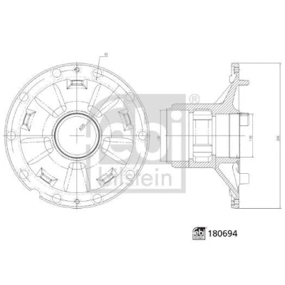 Kuva FEBI BILSTEIN 180694 Pyörännapa 335mm ilman pyöränlaakeria Etuakseli