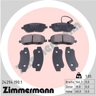 Kuva ZIMMERMANN 24294.190.1 Jarrupalat Sis. kulumisenilmaisimen Valokuva vastaa toimituslaajuutta FIAT: Croma II Farmari