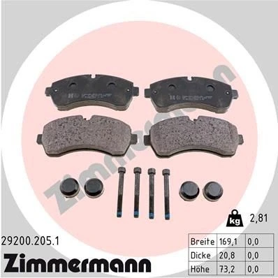 Kuva ZIMMERMANN 29200.205.1 Jarrupalat Kulumisenilmaisemelle Ruuveilla Valokuva vastaa toimituslaajuutta MERCEDES BENZ: Sprinter 3.5 T Van