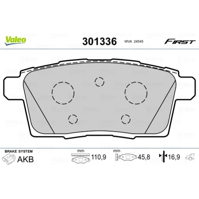 Kuva VALEO 301336 Jarrupalat FIRST Taka akseli ilman kulumisenilmaisinta huudonvaimennuspeltiä MAZDA: CX 7