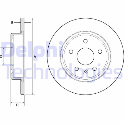 Kuva DELPHI BG4761C Jarrulevyt 264 10 5 täysi pinnoitettu käsittelemätön ilman pyöränlaakeria, ABS sensorirengasta OPEL: Astra K Sports Tourer