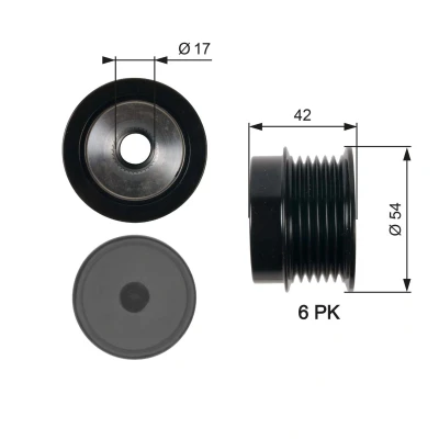 Kuva GATES OAP7035 Laturin Vapaakytkin 42 BOOST DN CVT Belt