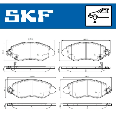 Kuva SKF VKBP 80489 A Jarrupalat akustisella kulumavaroittimella FORD: Transit Mk5 Bussi, Van, Flatbed Kuorma auto/Alusta