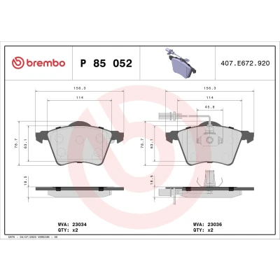 Kuva BREMBO P 85 052 Jarrupalat PRIME LINE Ring Sis. kulumisenilmaisimen Ilman tarvikkeita VOLKSWAGEN: TRANSPORTER 4, 4 Bus
