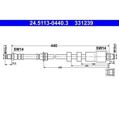 Kuva ATE 24.5113 0440.3 Jarruletku 440 M10x1 BMW: 3 Touring, Coupe, Sedan