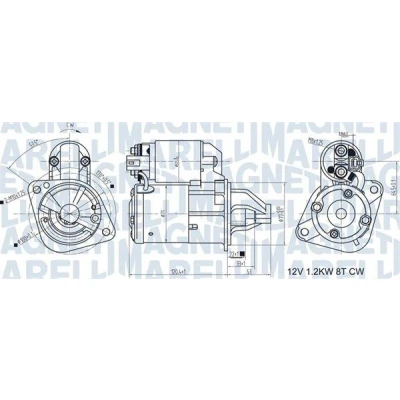 Kuva MAGNETI MARELLI 063721465010 Starttimoottori 12 1,1 8 KIA: cee‘d II Sportswagon, I Hatchback, HYUNDAI: i20 Hatchback