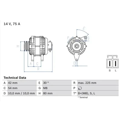 Kuva BOSCH 0 986 042 291 Laturi 14V 75A MITSUBISHI: L200 III Pick up, Pajero 2, Sport 1 SUV