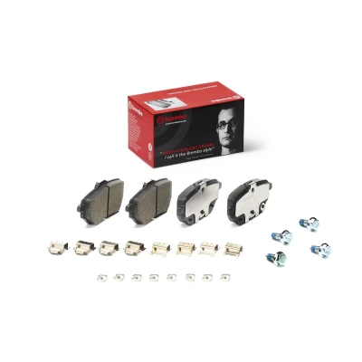 Kuva BREMBO P 83 182 Jarrupalat akustisella kulumavaroittimella Huudonvaimennuspellillä, Jarrusatulan ruuveilla Tarvikkeilla TOYOTA: Corolla XII Sedan