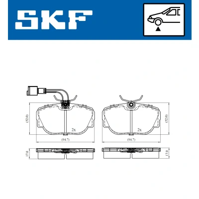 Kuva SKF VKBP 80480 E Jarrupalat Sis. kulumisenilmaisimen
