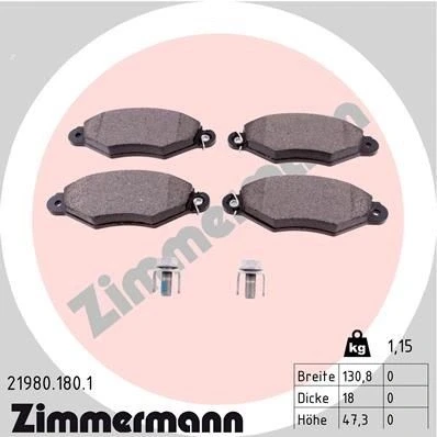 Kuva ZIMMERMANN 21980.180.1 Jarrupalat Kulumisenilmaisemelle Ruuveilla Valokuva vastaa toimituslaajuutta CITROËN: Xsara Farmari, Coupe